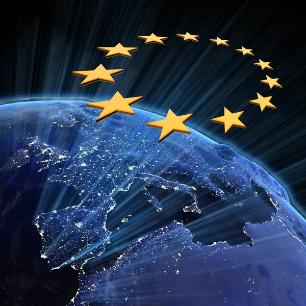 Europese Unie Stadslichten Earth Kaart Van Nasa — Stockfoto