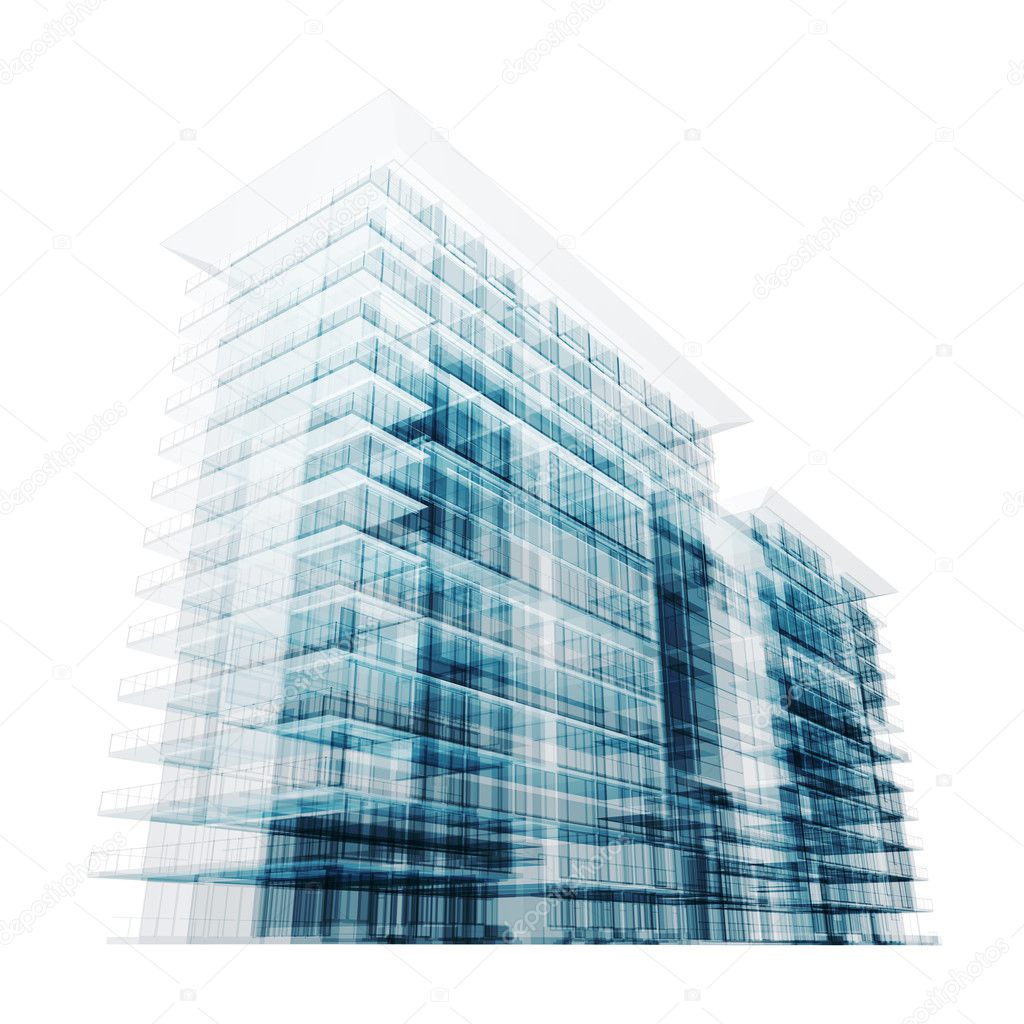 Modern building. Isolated on white