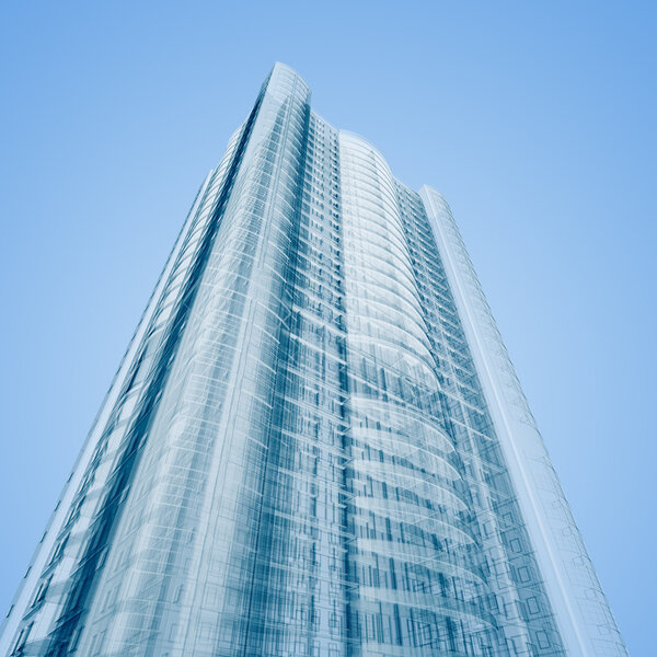 High skyscraper. Transparent 3d render