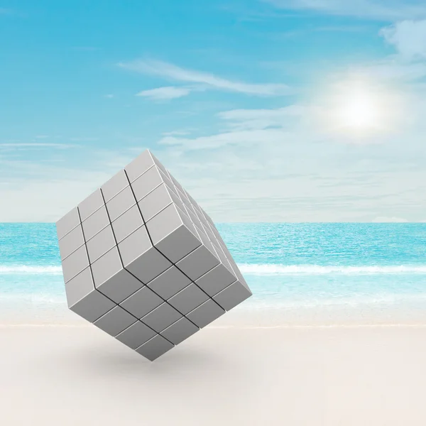 Cubes concept near ocean — Stock Photo, Image