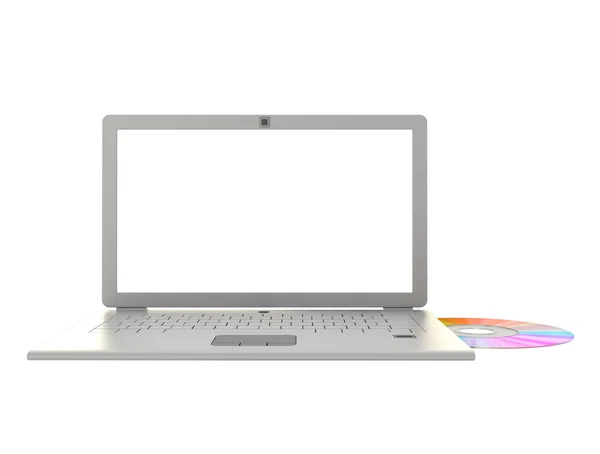 Laptop cd transferência de dados — Fotografia de Stock