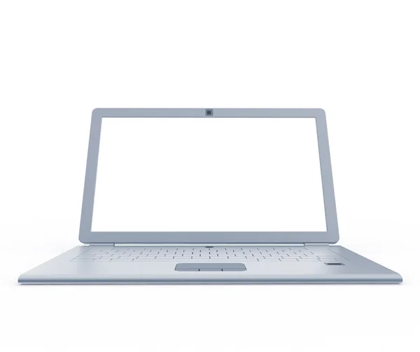 Ezüst laptop elölnézete — Stock Fotó