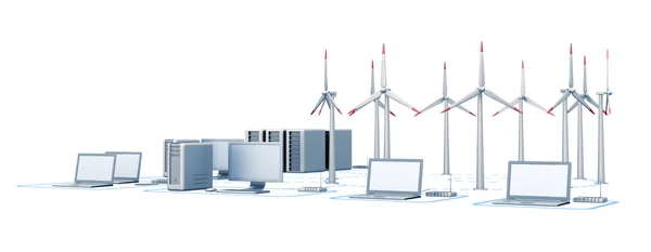 Energía eólica y red — Foto de Stock