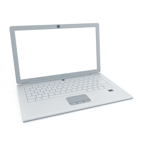 Zilveren laptop — Stockfoto
