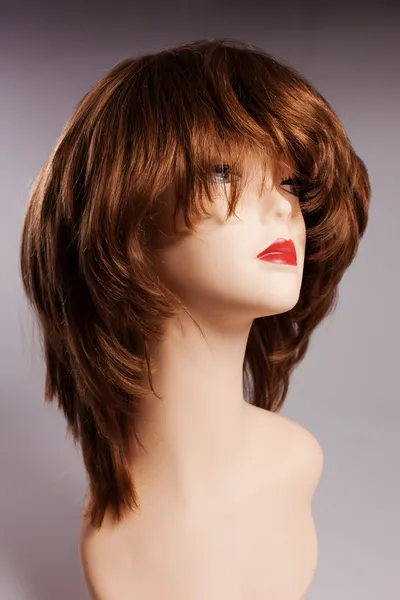 Model Woman Wig Chestnut Color — Stock Photo, Image