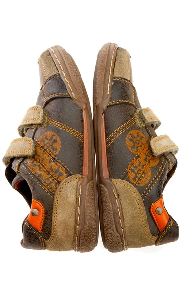 Pair Autumn Leather Shoe Boy — Stock Photo, Image