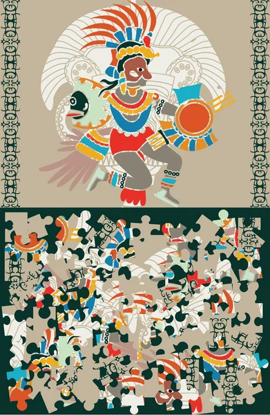 Aztec puzzle, slices and the decision — Stock Vector