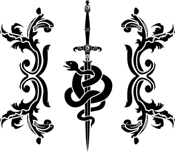 Estêncil de espada de cobra — Vetor de Stock