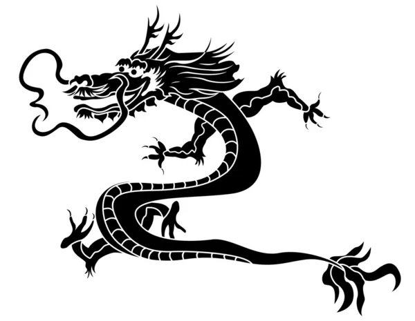 Tradizionale asiatico drago stencil — Vettoriale Stock