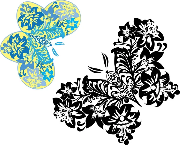 花から魔法の蝶 — ストックベクタ