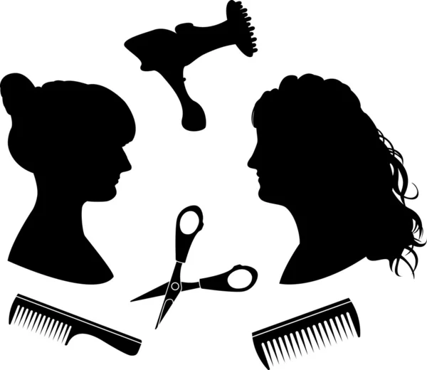 Silhouettes for a hairdressing salon — Stock Vector