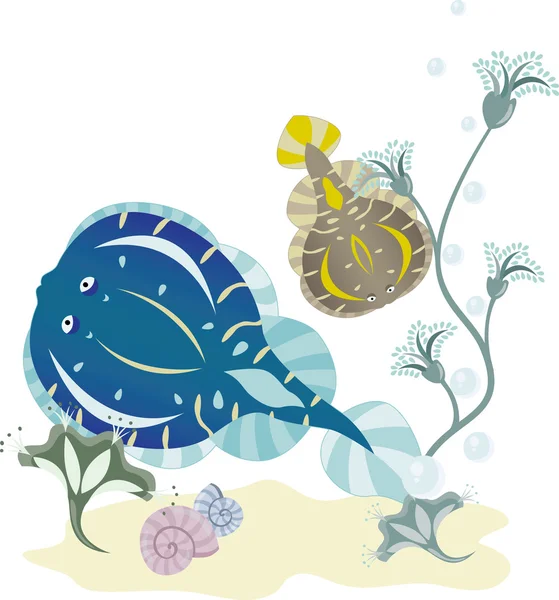 Flunder Unterwasserwelt Vektor Illustration Für Design — Stockvektor