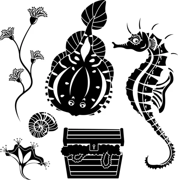 Underwater world set of cliche — Stock Illustration Underwater world set of cliche Royalty Free Stock Illustrations
