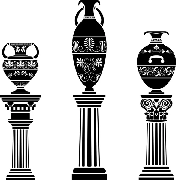 Vaso grego antigo na coluna — Vetor de Stock