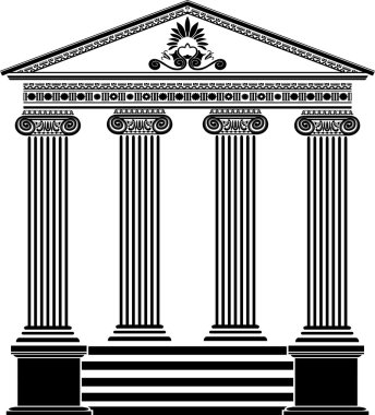 Greek temple stencil third variant clipart