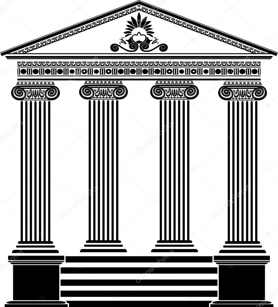 Greek temple stencil third variant