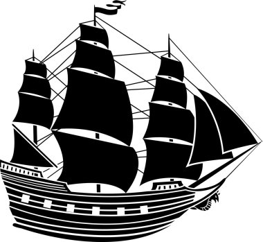 Sailing vessel stencil second variant clipart