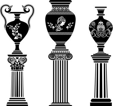 Ancient Greek vase on column clipart
