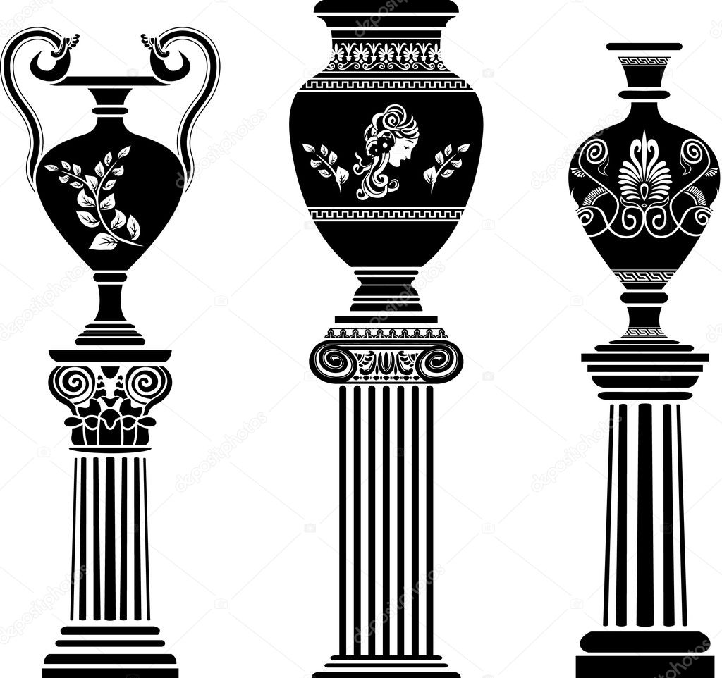 Ancient Greek vase on column