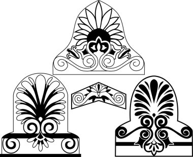 Set of traditional architectural elements stencil clipart