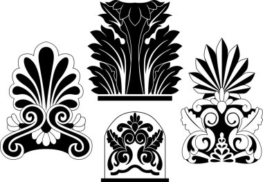 Set of traditional architectural elements stencil clipart