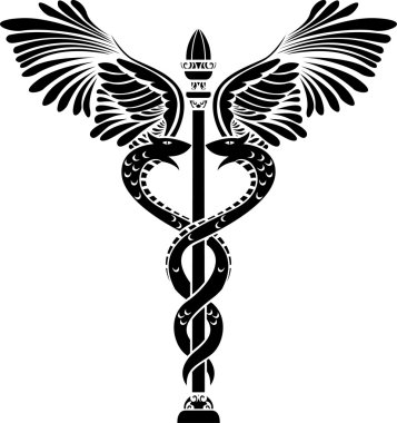 Medical symbol caduceus stencil clipart