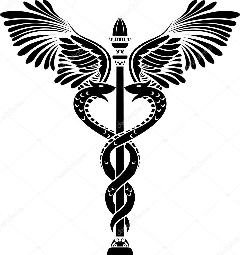 Medical symbol caduceus stencil