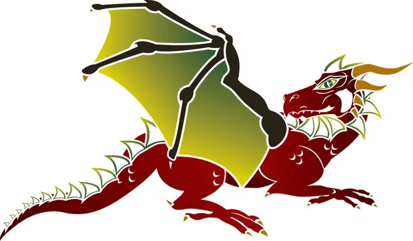Traditional European dragon stencil — Stock Vector