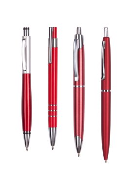 Four red pens on white clipart