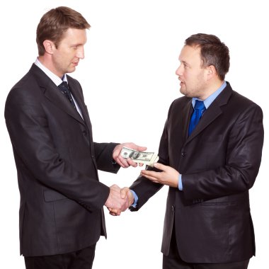 Two businessmen have a deal clipart