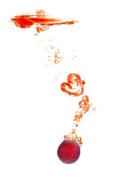 Red grape with splash in shape of heart clipart