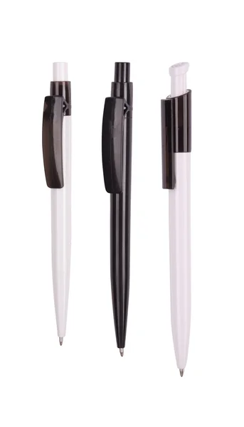 Três canetas pretas isoladas em branco — Fotografia de Stock