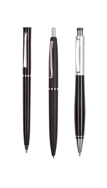 Tre svarta pennor isolerad på vit — Stockfoto