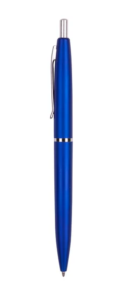 Penna blu isolata su bianco — Foto Stock