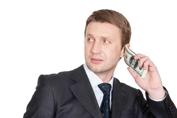 Businessman with pack of dollars — Stock Photo, Image