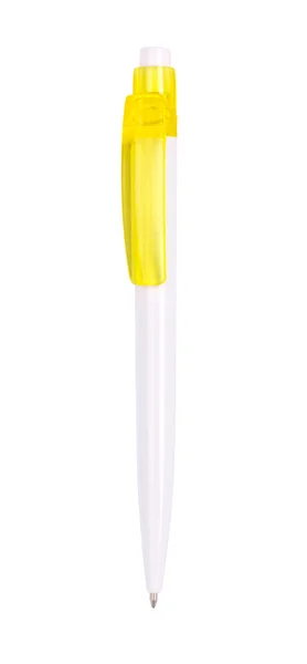 Żółty pióro na białym tle — Zdjęcie stockowe