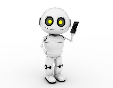 White robot, 3d rendered, Smiles clipart