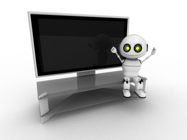 White robot; 3d rendered clipart