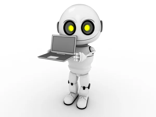 stock image White robot, 3d rendered, Smiles