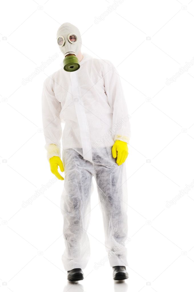 Man in protective wear.