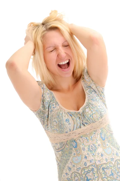 Frustrated and stressed blonde — Stock Photo, Image