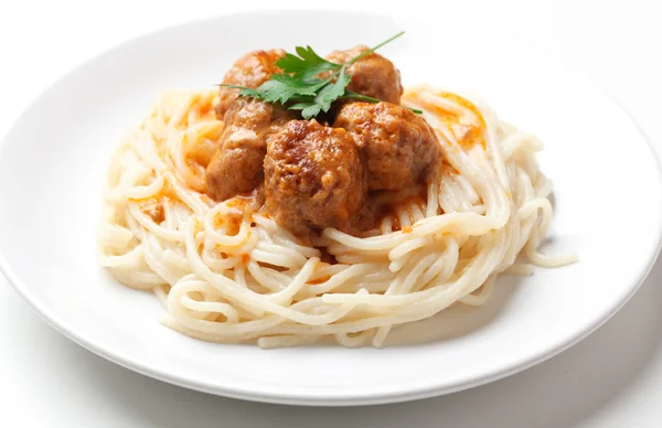 Esparguete e bolas de carne — Fotografia de Stock