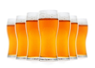 Glasses of beer isolated over white clipart