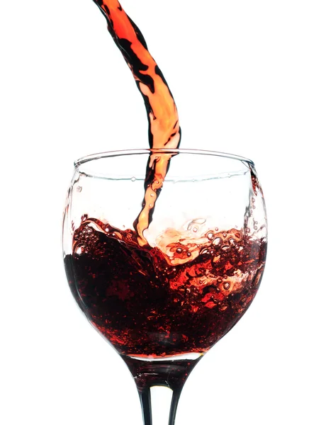 Κόκκινο κρασί χύνοντας σε ποτήρι — Φωτογραφία Αρχείου