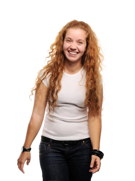 Young cute ginger girl smiling — Stock Photo, Image