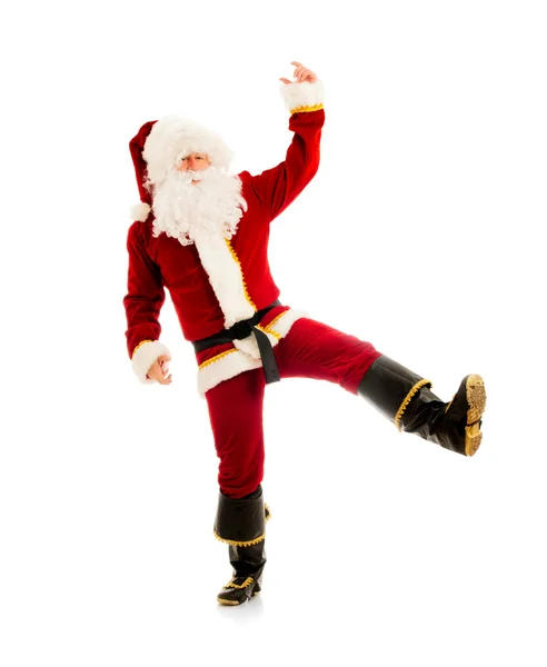 Dancing Santa Claus Isolated White — Stock Photo, Image