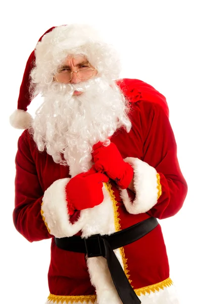 Furioso Papai Noel Isolado Sobre Branco — Fotografia de Stock