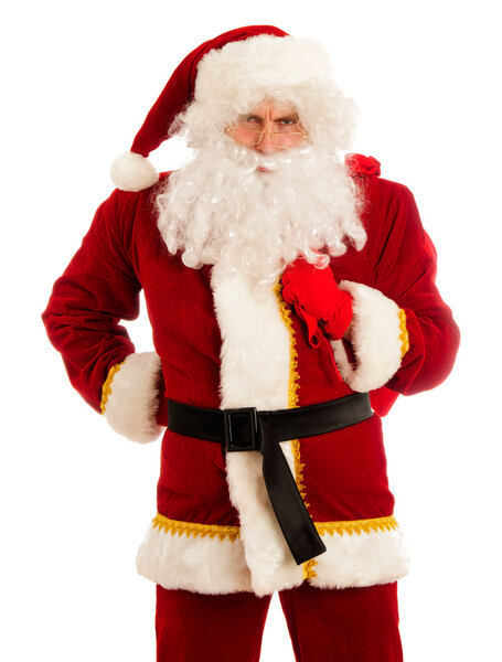 Angry Santa isolated over white