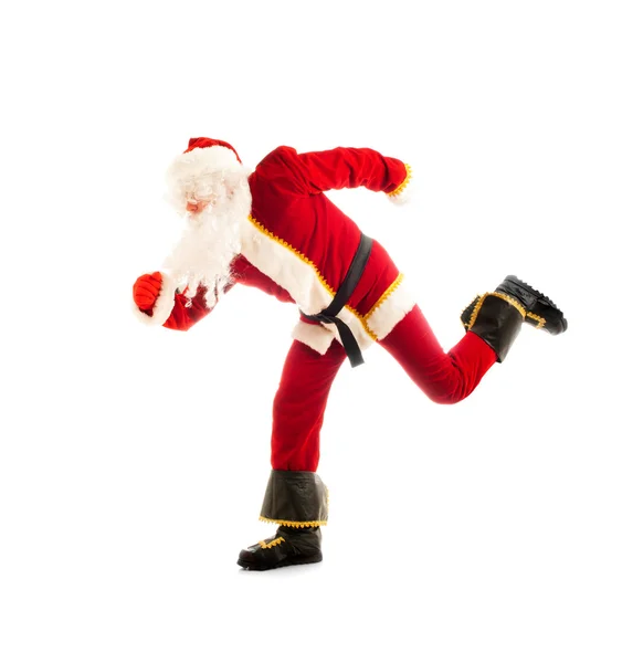 Weihnachtsmann Isoliert Über Weiß Laufen — Stockfoto