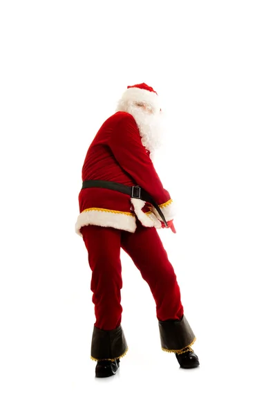 Tánc Santa Claus Elszigetelt Felett Fehér — Stock Fotó